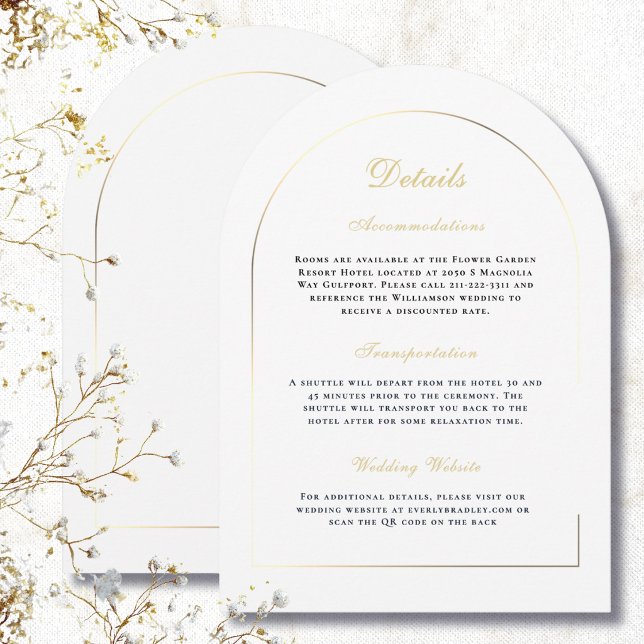 White Background Black Gold Arch Details Enclosure Invitation (Creator Uploaded)