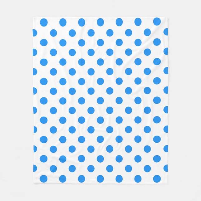 White Background Blue Polka Dots Fleece Blanket (Front)