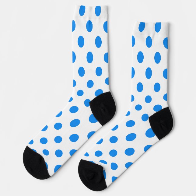 White Background Blue Polka Dots Socks (Left)