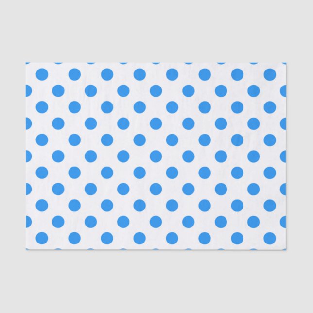 White Background Blue Polka Dots Tissue Paper (Front)
