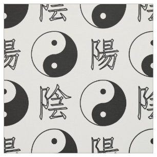 White Background Chinese Yinyang Pattern Fabric