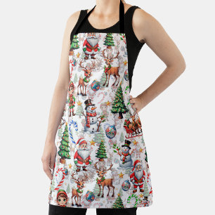 White Background Christmas Decorative Pattern Apron
