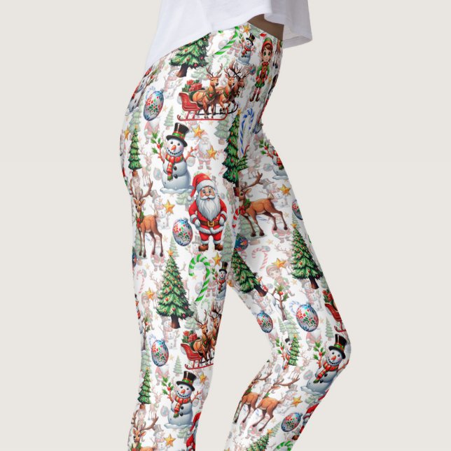 White Background Christmas Decorative Pattern Leggings (Creator Uploaded)