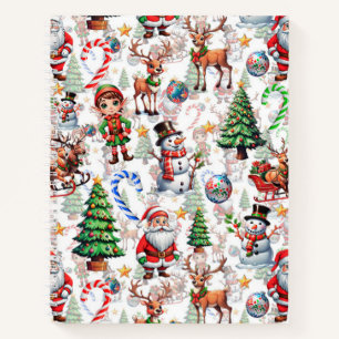 White Background Christmas Decorative Pattern Notebook