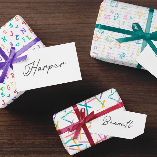 White Background Colourful Back to School Patterns Wrapping Paper Sheet (Creator Uploaded)