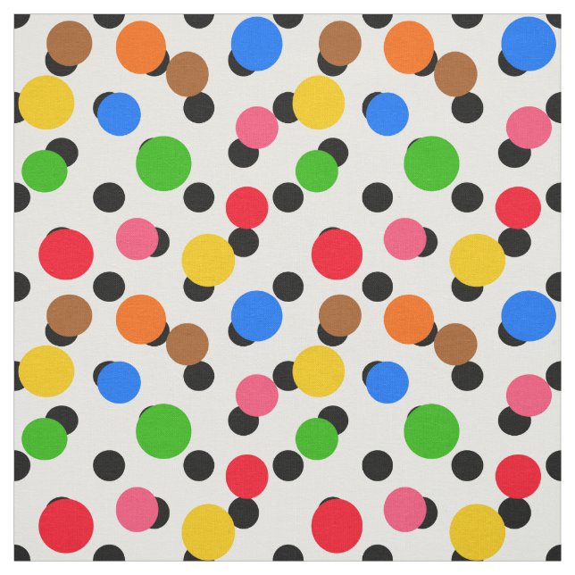 White Background Colourful Polka-dots Design Fabric (Swatch)