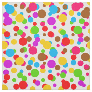 White Background Colourful Polka-dots Design Fabric