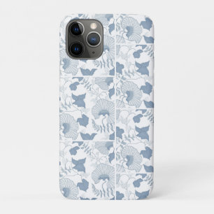 White Background Delicate Blue Japanese Flowers Case-Mate iPhone Case