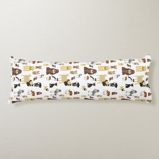 white background dogs pattern body cushion (Front)