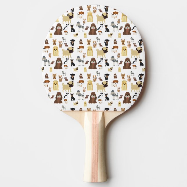 white background dogs pattern. ping pong paddle (Front)