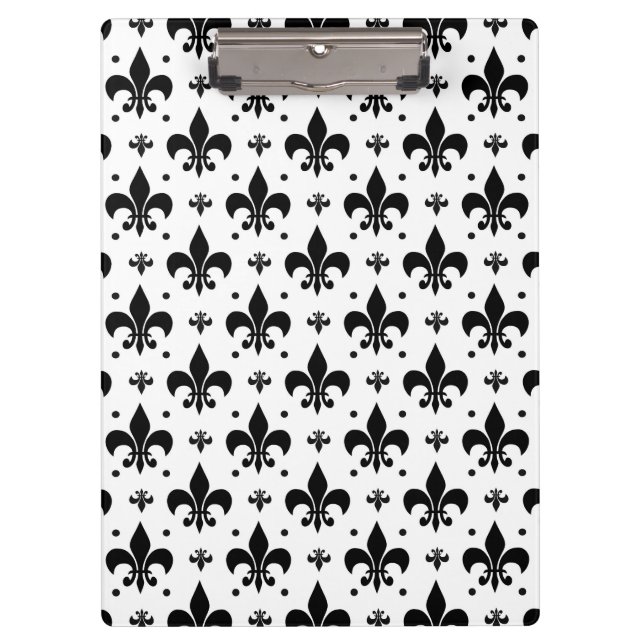 White Background Fleur-de-lis Pattern Design  Clipboard (Front)