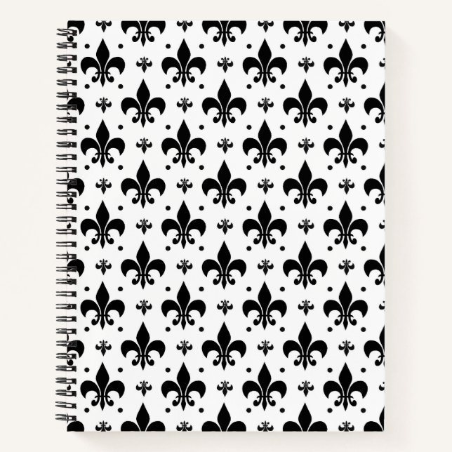 White Background Fleur-de-lis Pattern Design  Notebook (Front)