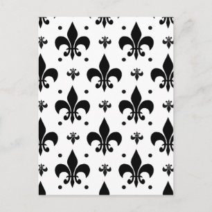 White Background Fleur-de-lis Pattern Design Postcard