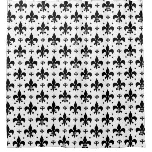 White Background Fleur-de-lis Pattern Design  Shower Curtain
