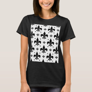 White Background Fleur-de-lis Pattern Design T-Shirt