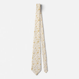 White Background Gold Accents Leggings Tie