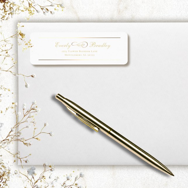 White Background Gold Script Elegant Address (Creator Uploaded)
