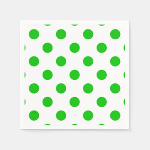White Background Green Polka Dots Napkin