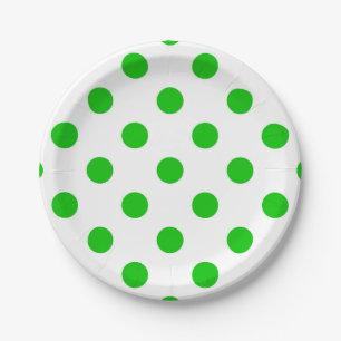 White Background Green Polka Dots Paper Plate