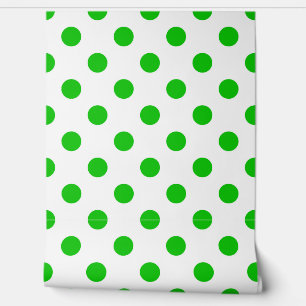 White Background Green Polka Dots Wallpaper