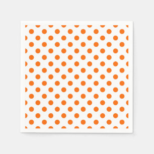 White Background Orange Polka Dots Napkin