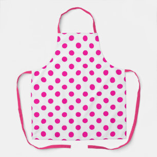 White Background Pink Polka Dots Apron