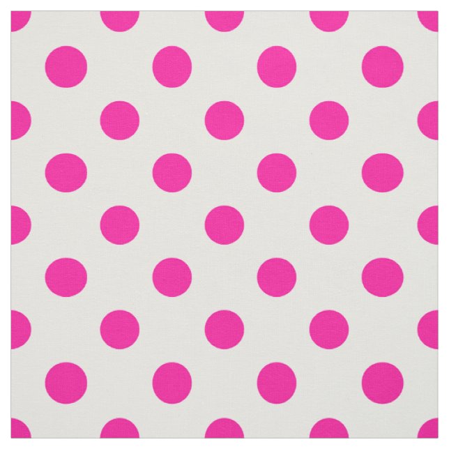 White Background Pink Polka Dots Fabric (Swatch)