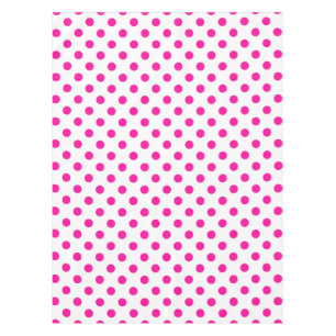 White Background Pink Polka Dots Tablecloth