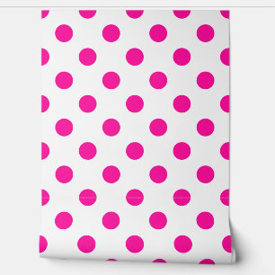 White Background Pink Polka Dots Wallpaper