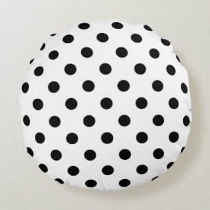White Background Polka Dots Design Round Cushion