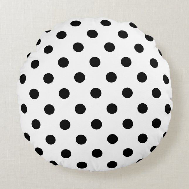 White Background Polka Dots Design Round Cushion (Front)