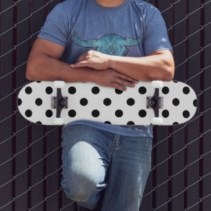 White Background Polka Dots Design Skateboard