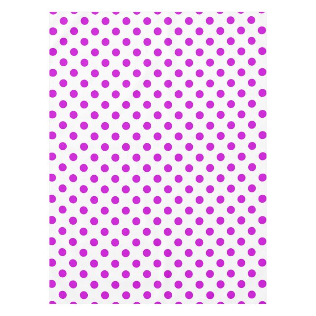 White Background Purple Polka Dots Tablecloth (Front)