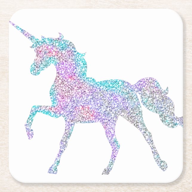 White Background Rainbow Colour Unicorn Coaster (Front)
