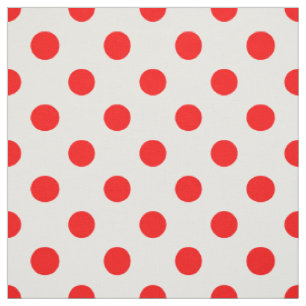 White Background Red Polka Dots Fabric