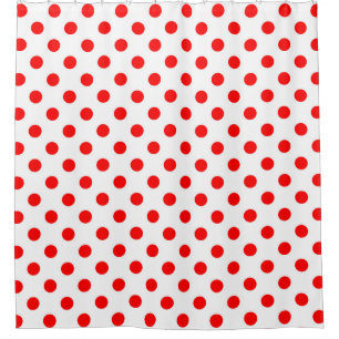 White Background Red Polka Dots Shower Curtain