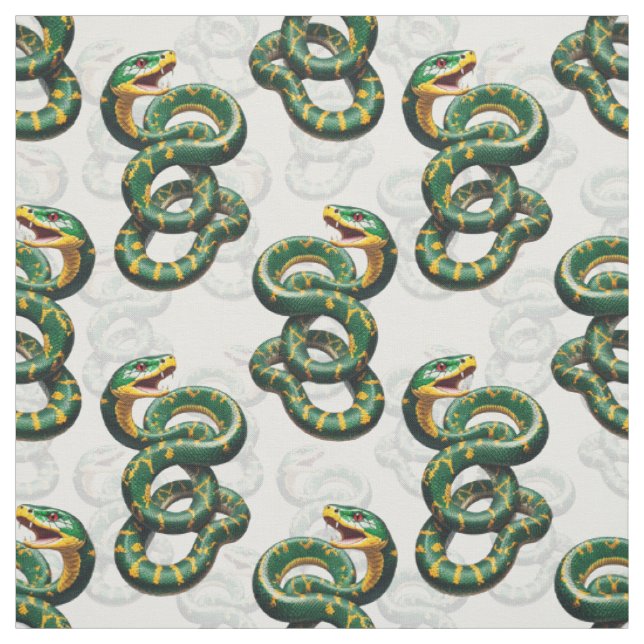 White Background Snake Pattern Design  Fabric (Swatch)