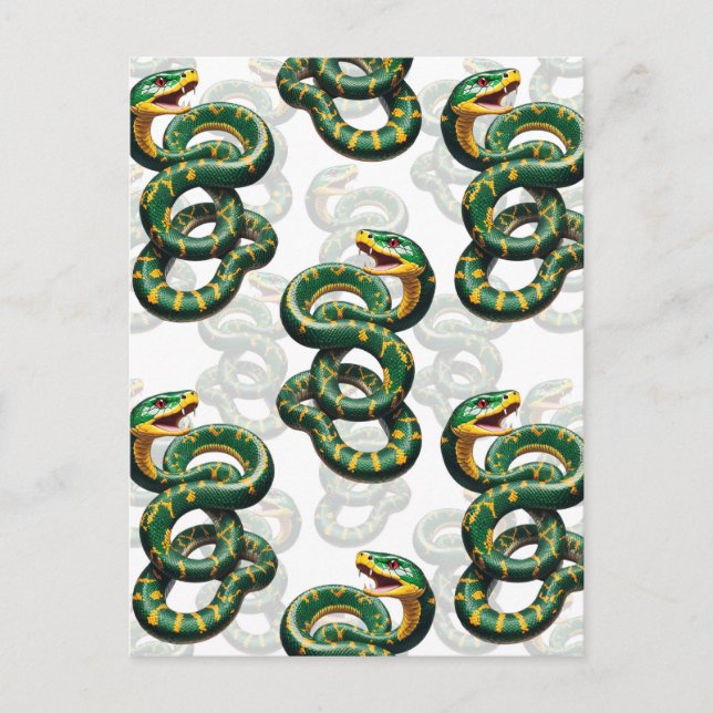 White Background Snake Pattern Design  Postcard (Front)