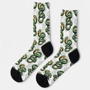 White Background Snake Pattern Design Socks