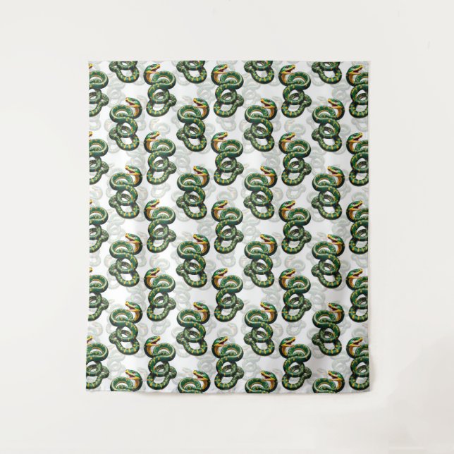 White Background Snake Pattern Design  Tapestry (Front)