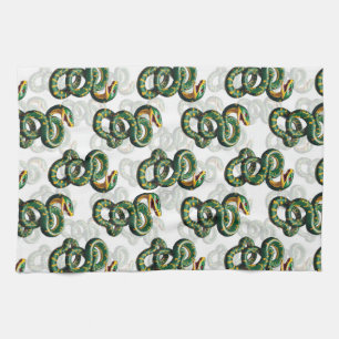 White Background Snake Pattern Design Tea Towel