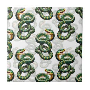 White Background Snake Pattern Design Tile