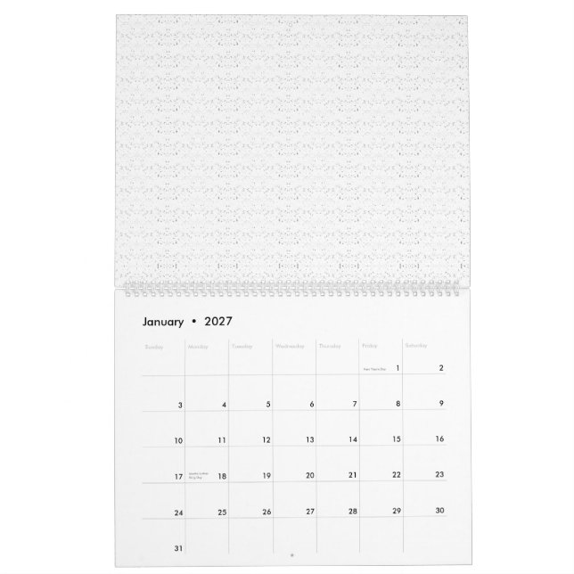 White background with a repeating pattern of small calendar (Jan 2027)