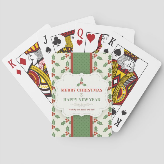 White Background with Mistletoe and Message Playing Cards (Back)