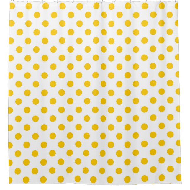 White Background Yellow Polka Dots Shower Curtain (Front)