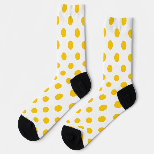 White Background Yellow Polka Dots Socks (Left)