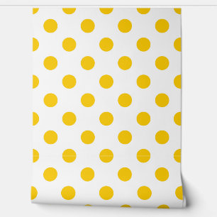 White Background Yellow Polka Dots Wallpaper