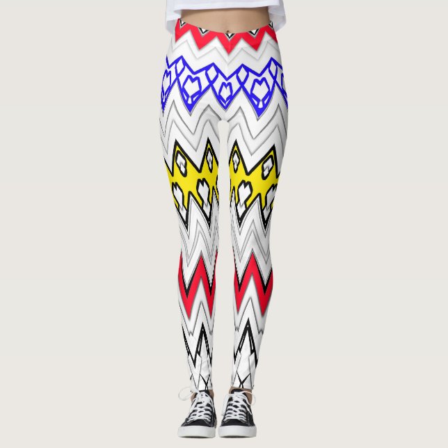 White background zigzag multi colour Legging desig (Front)