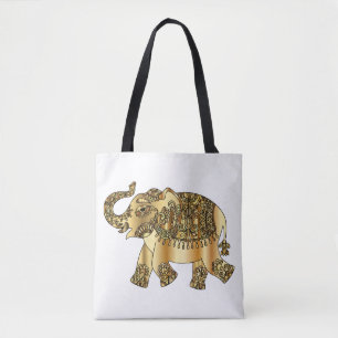 White bag with a golden elephant