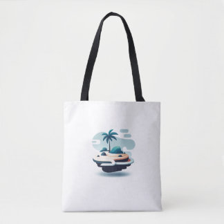 White bag with island design